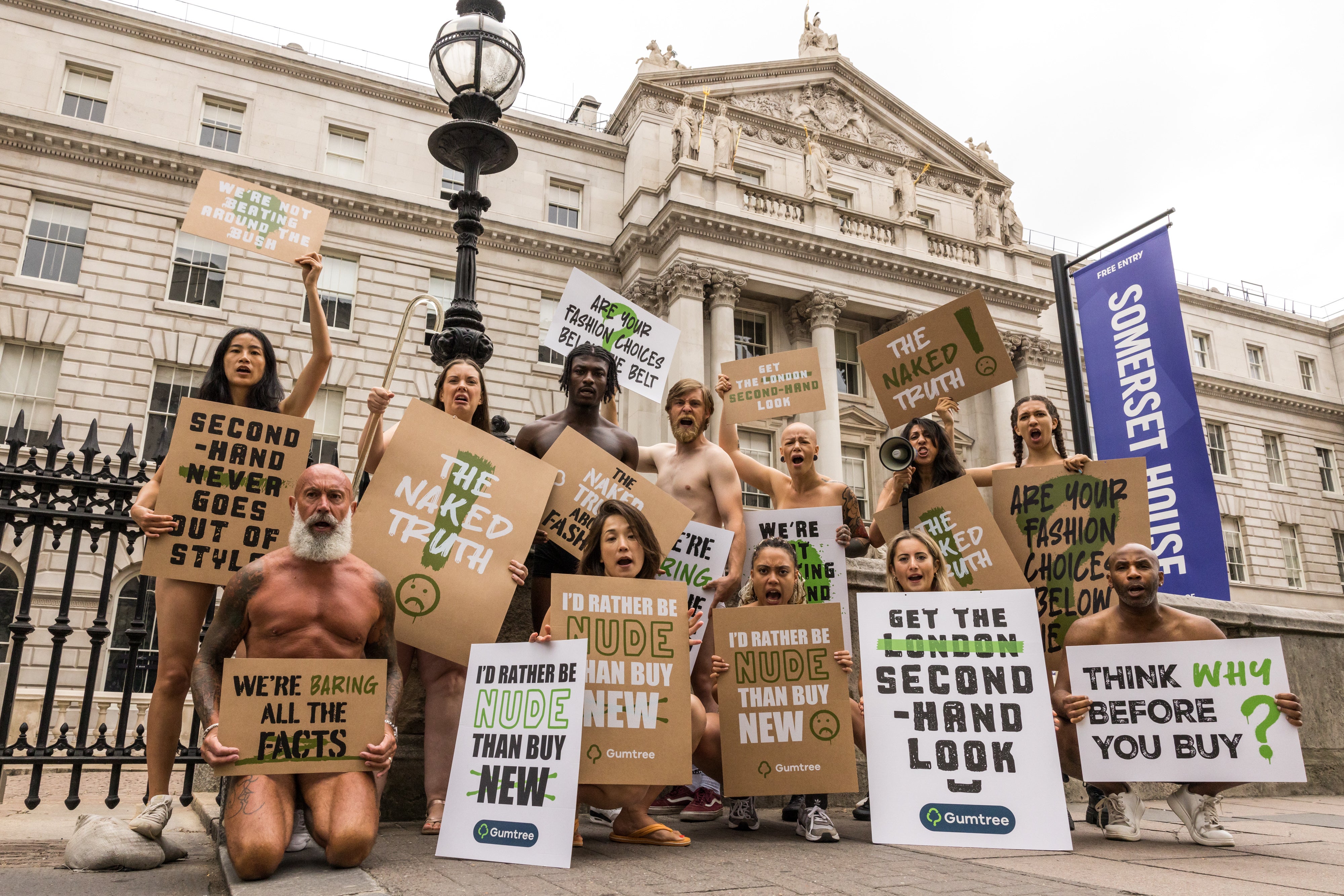 Protestors Stage Naked Demonstration Ahead Of London Fashion Week